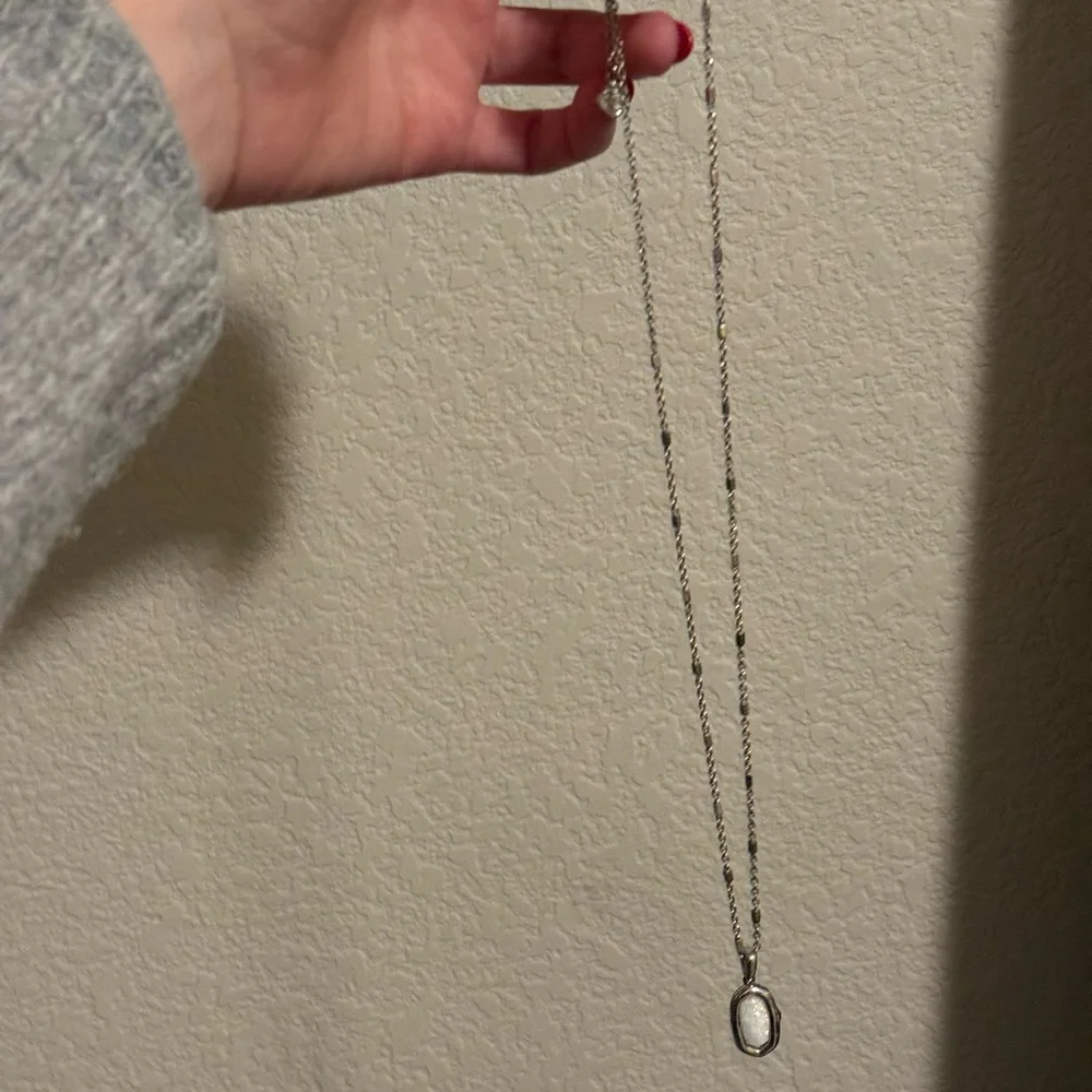 Kendra Scott Silver Necklace with Iridescent Pendant - Picture 2 of 5